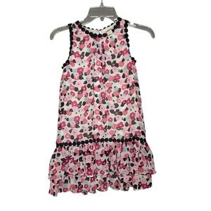 Kate Spade Floral Pink and Black Kids Dress ruffle size 10